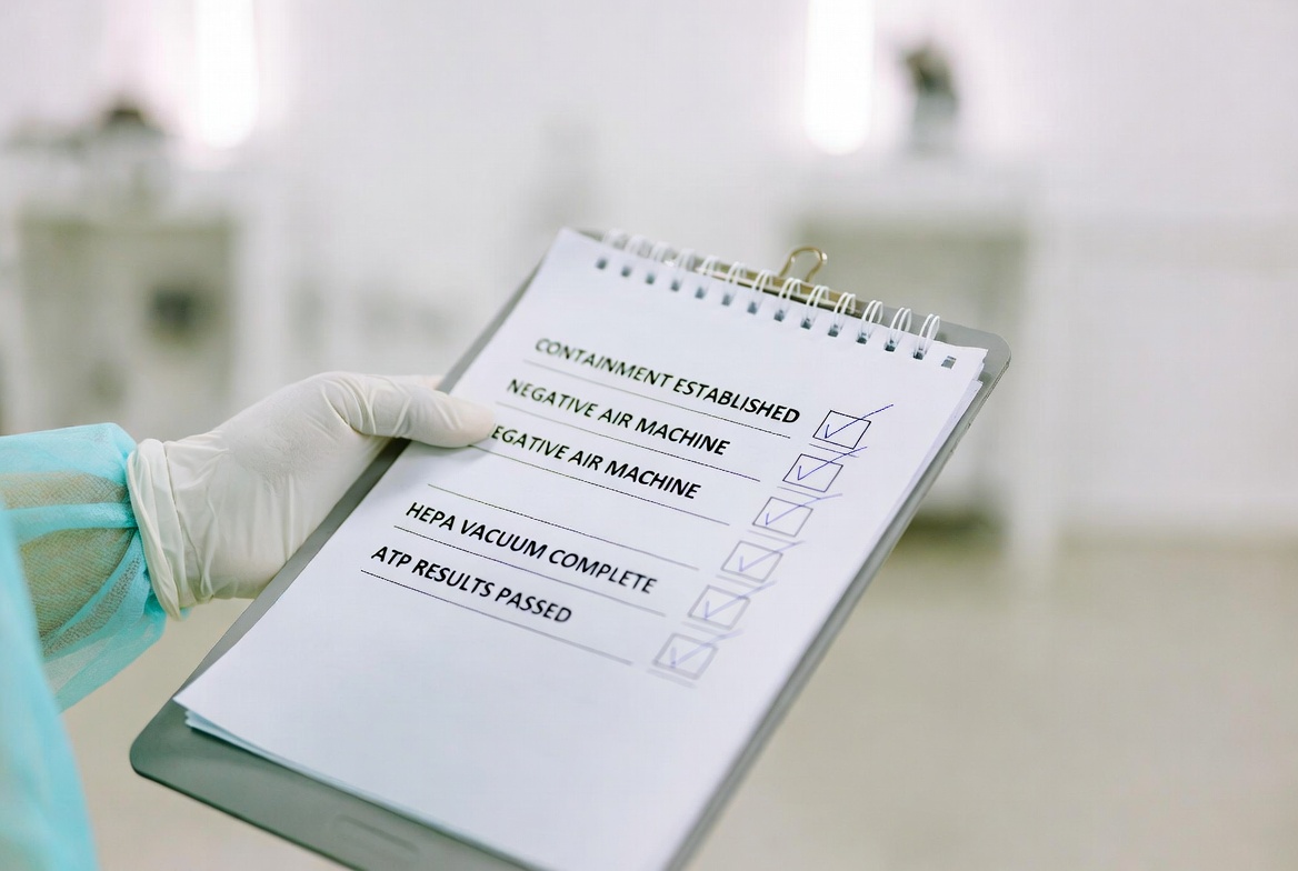 Closeout photo documentation after crime scene remediation